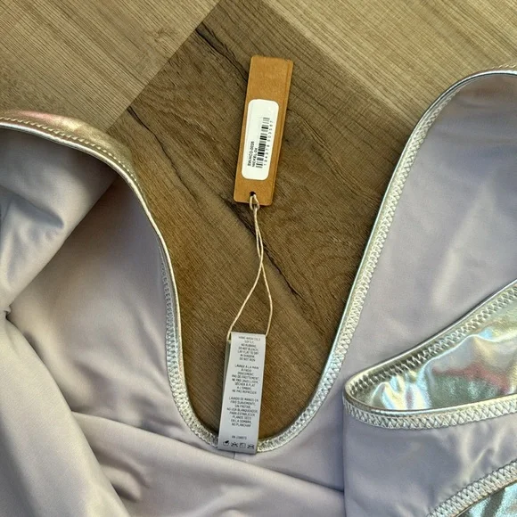 Skims Silver Metallic High Cut One Piece Swimsuit Nickel 3X 2XL XXL Baywatch - Picture 6 of 12